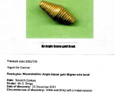 img20220104_0135 Anglo Saxon gold bead found at the rear of the old school in 2002