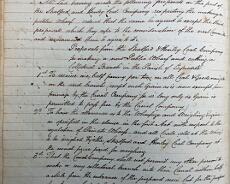 DSC01023a Extract from the Stratford company minutes in 1802 regarding the proposal from the Stratford and Henley Coal Company to build a new wharf, with its own side...
