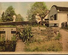 P1052A-1 Rose Taylor outside Lock Cottage in Lowsonford