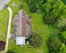 DJI_0194 Aerial view of Hatton Church and old part of the graveyard