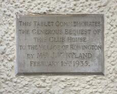 IMG_1963 Plaque set in the wall by the main door noting the bequest of the Club by Jane Ryland in 1935