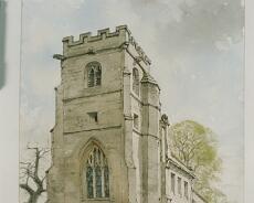 ALockwood_0005 Baddesley Clinton Church Apr 1988. Original painting by Arthur Lockwood