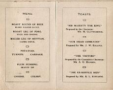 20Menub Menu for first ex-servicemen's supper in 1920